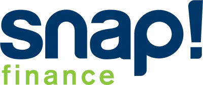 Snap! finance logo in dark blue and green on a white background