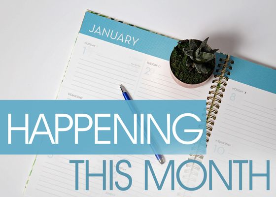 Calendar open to January with text overlay