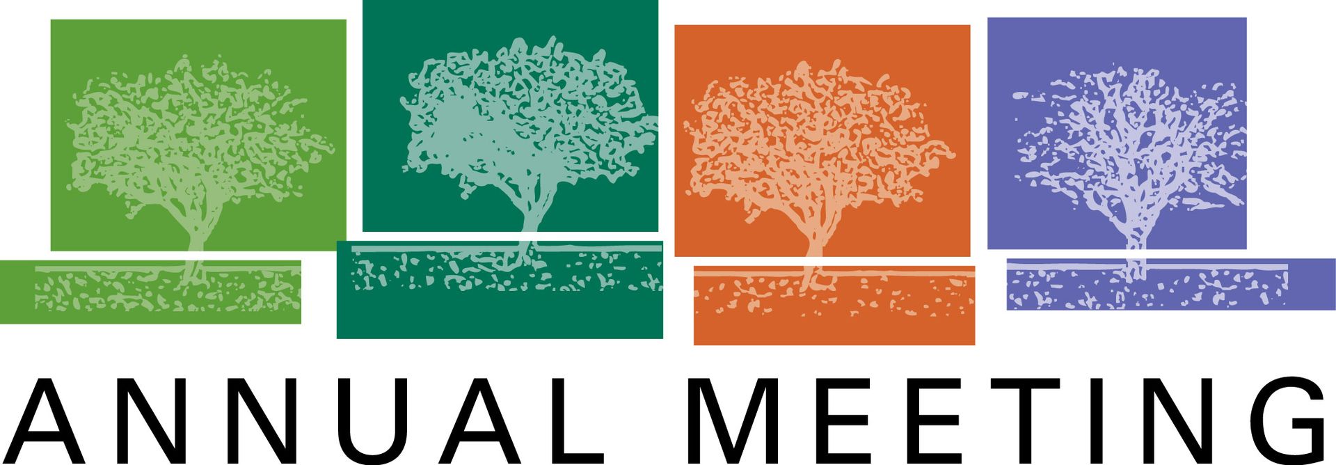 A logo for an annual meeting with trees on it