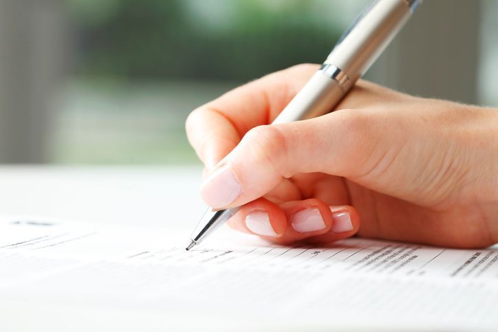 writing on a form