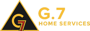 G.7 Home Services logo with gold text and black triangle emblem on white background