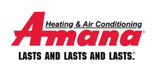 The red Amana Heating & Air Conditioning logo with the tagline 