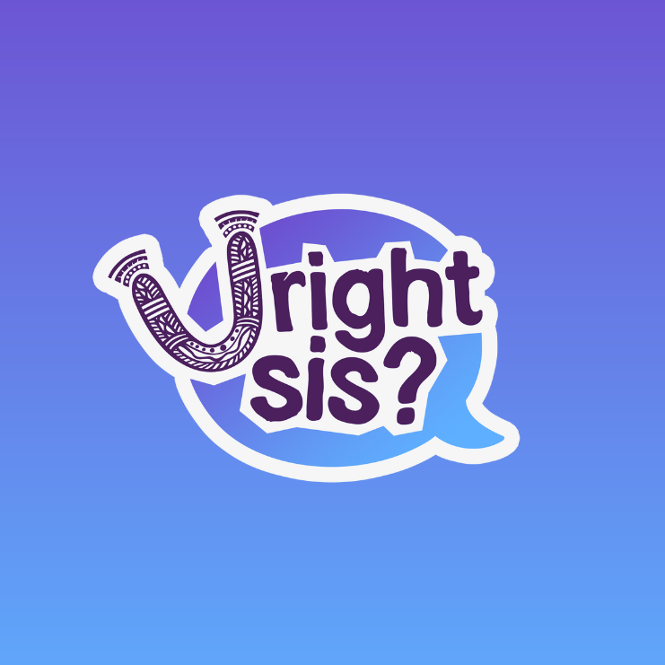 A purple and blue speech bubble logo with the text 