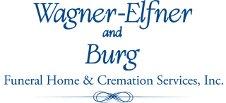 Logo of Wagner-Elfner and Burg Funeral Home & Cremation Services, Inc. in blue script