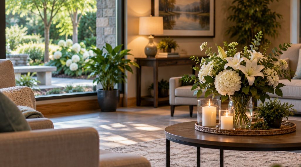 Calm, welcoming interior at funeral Homes in Red Lion, PA, featuring comfortable seating