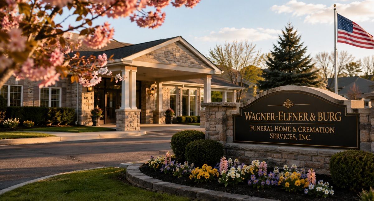 Funeral home in Red Lion, PA with welcoming entrance and landscaped grounds.