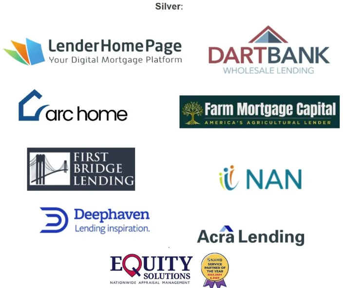 Silver: LenderHomePage, Dart Bank Wholesale Lending, Arc Home, Farm Mortgage Capital, First Bridge Lending, NAN, Deephaven, Acra Lending, Equity Solutions