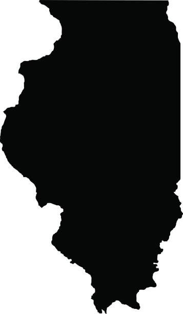Black silhouette of the state of Illinois on a white background