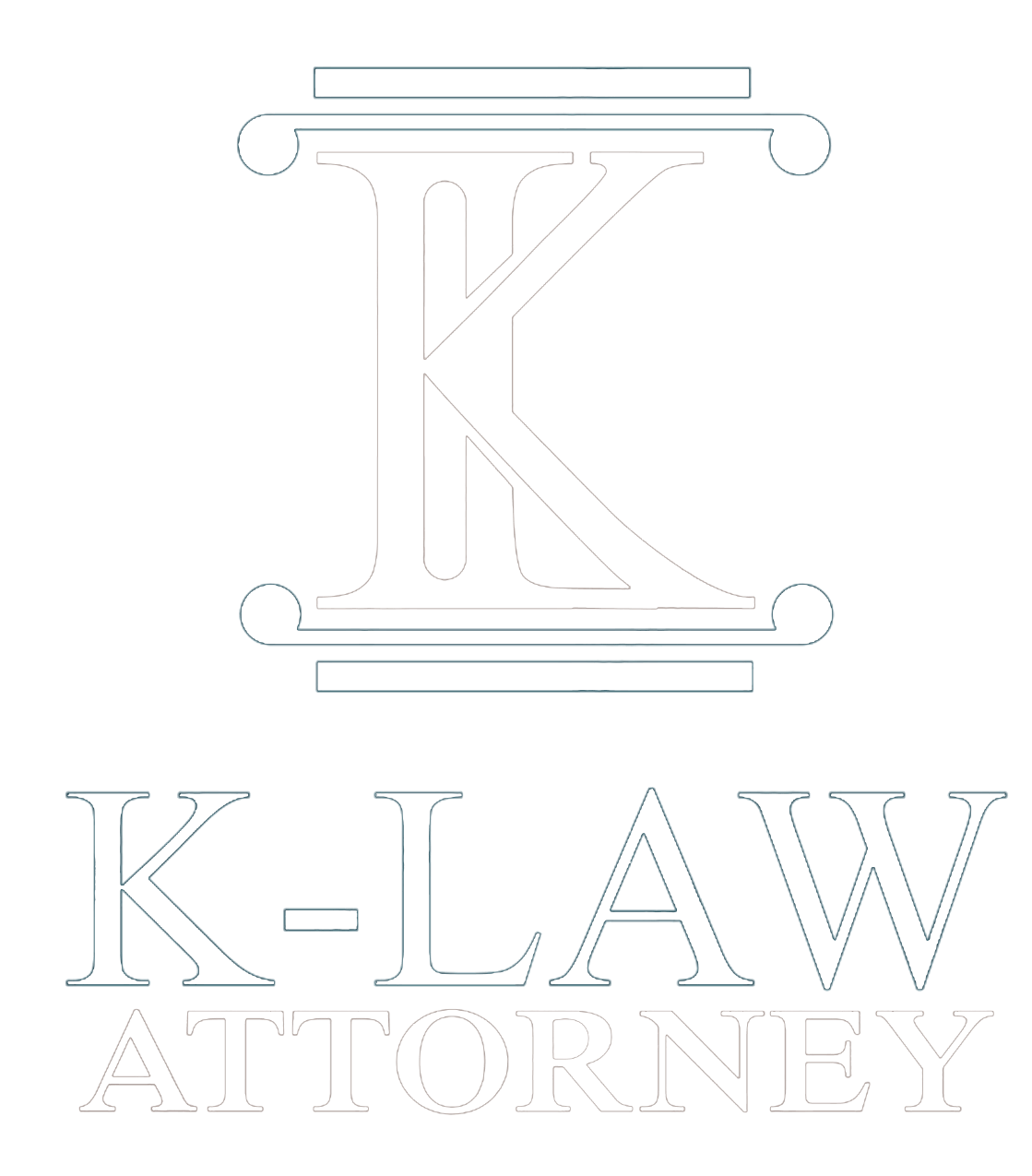 Stylized law firm logo with a large serif K and the text “K-LAW ATTORNEY” below.