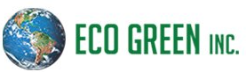 A logo for eco green inc. with a picture of the earth