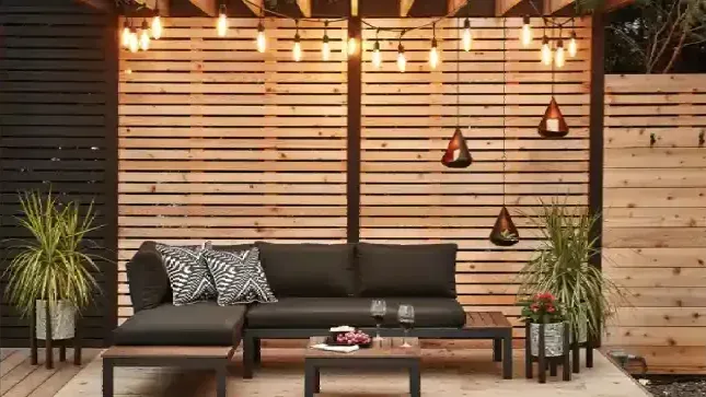Concrete patio with outdoor furniture