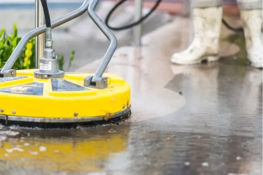 Pressure washing driveway