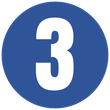 White number 3 on a blue circular background