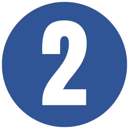 Blue circle with a white number 2 in the center