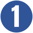 Blue circle with a white number 1 in the center