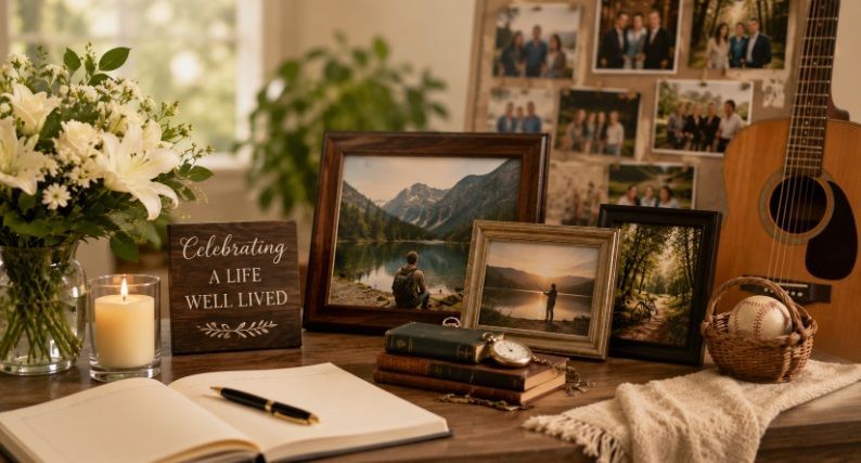 Personalized cremation memorial display in Whiteland, IN.