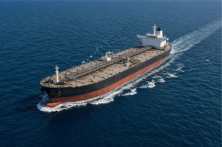Crude oil tanker at sea