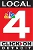 Local 4 ClickOnDetroit news logo with colorful NBC peacock and red square “4” on black background