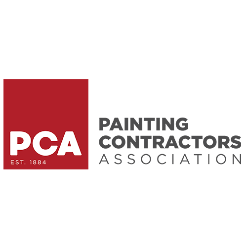 The logo for the painting contractors association is red and white.