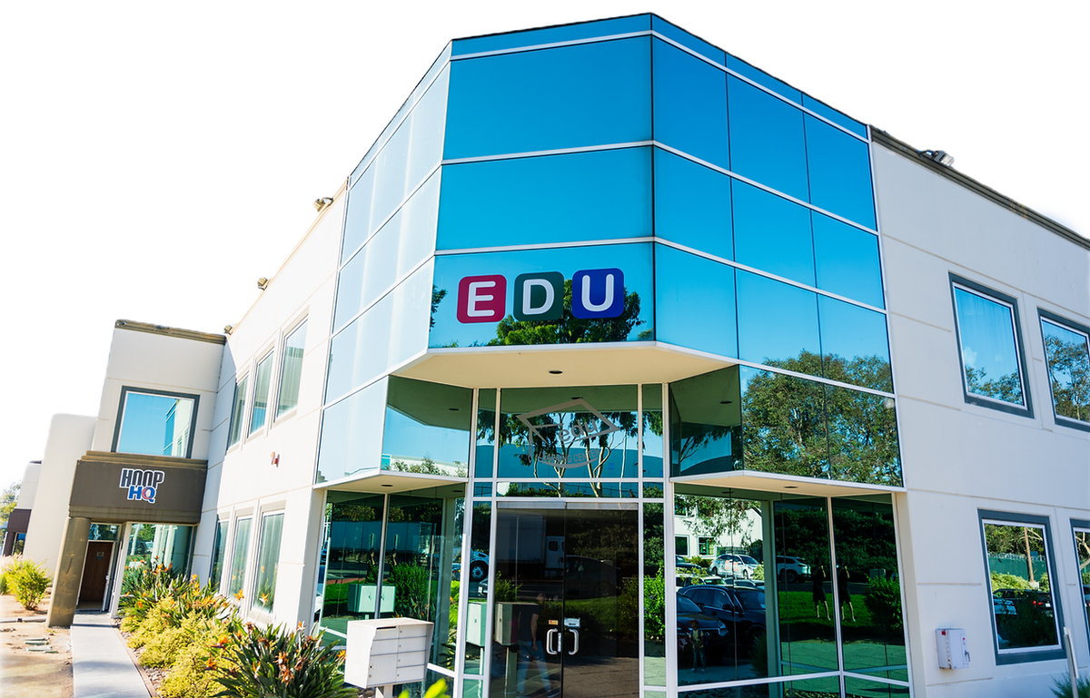 A large building with the word EDU on it
