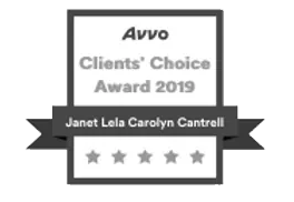 Avvo Clients' Choice Award 2019 badge for Janet Lela Carolyn Cantrell with four stars.