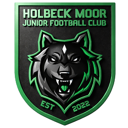 Holbeck Moor Junior Football Club black-and-green wolf shield logo with EST 2022
