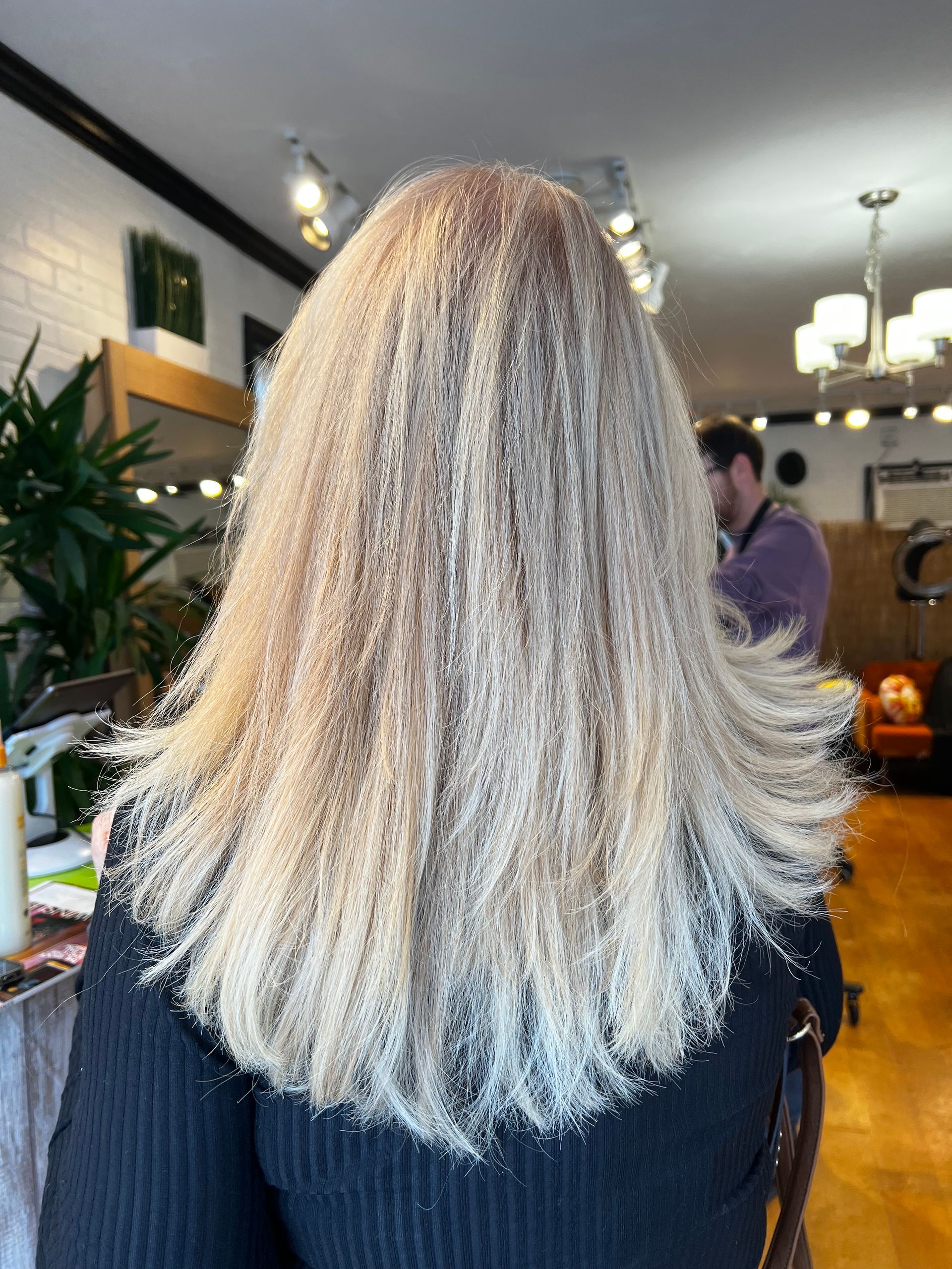 hair after balayage and highlights