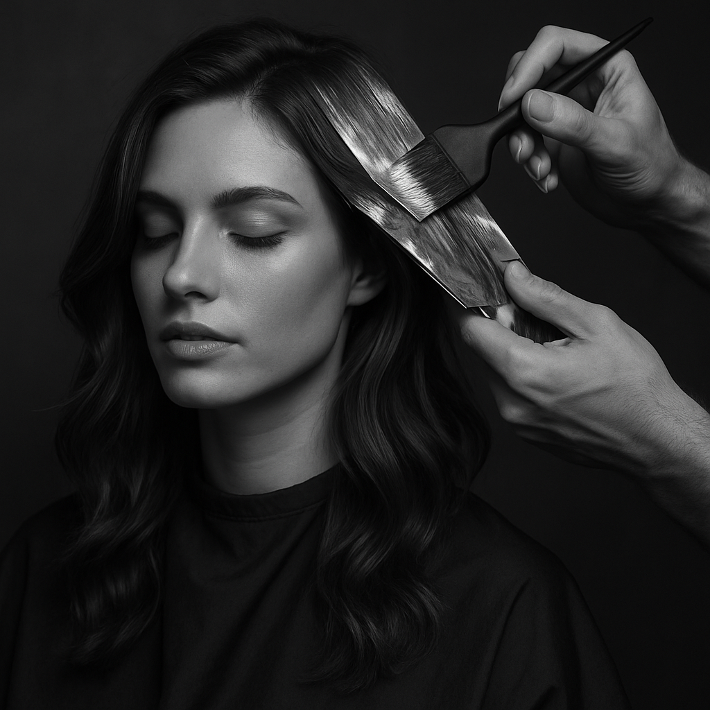 a woman getting highlights in her hair at a hair salon near walpole ma