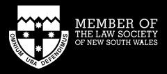 Logo of the Law Society of New South Wales: a white crest and text Logo of the Law Society of New South Wales: a white crest and text