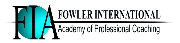 FIA Fowler International Academy of Professional Coaching logo in teal and black on a white background