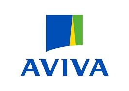 Aviva logo with blue text and a blue, green, and yellow emblem above it