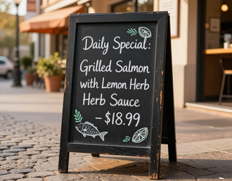 Restaurant chalkboard special illustrating a real-time local promotion