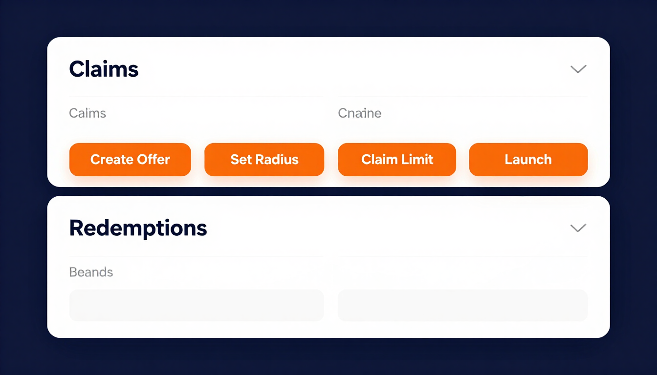 Local Blast Pulse analytics dashboard showing view to claim rate, claim to redemption rate, overall conversion rate and average views per Blast