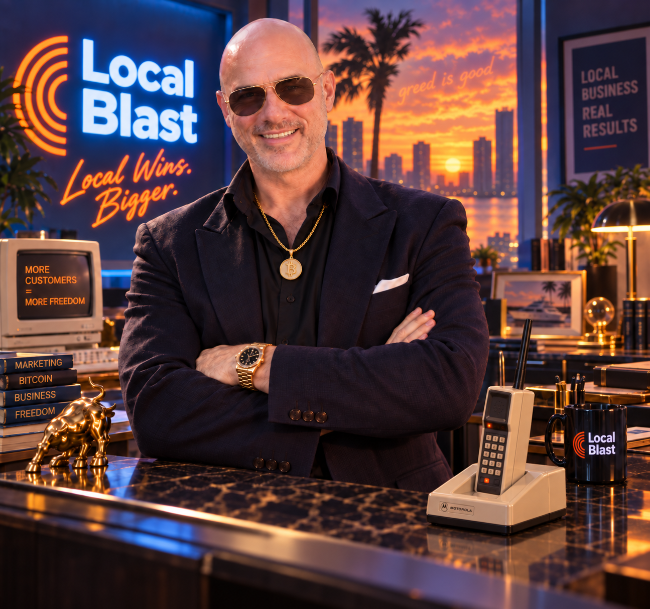 Tampa Bay business owner using the Local Blast Pulse dashboard to launch a real-time local offer