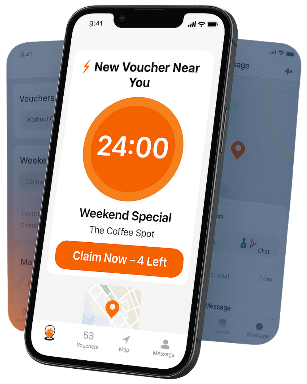 See real-time deals near you with the Local Blast app — claim vouchers instantly and save big Mobile phone showing real-time local voucher on the Local Blast app for a coffee shop deal in Tampa Bay
