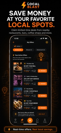 Local Blast Pulse My Offers screen showing active nearby deals ready to redeem