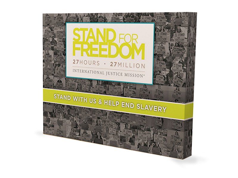 A poster that says `` stand for freedom '' on it.