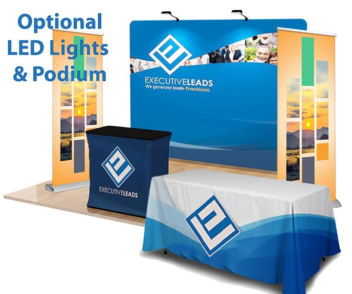 An executive leads display with optional led lights and podium