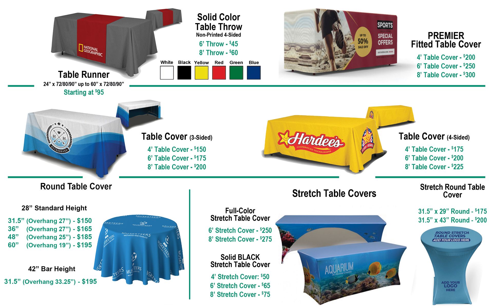 There are many different types of table covers and table runners.