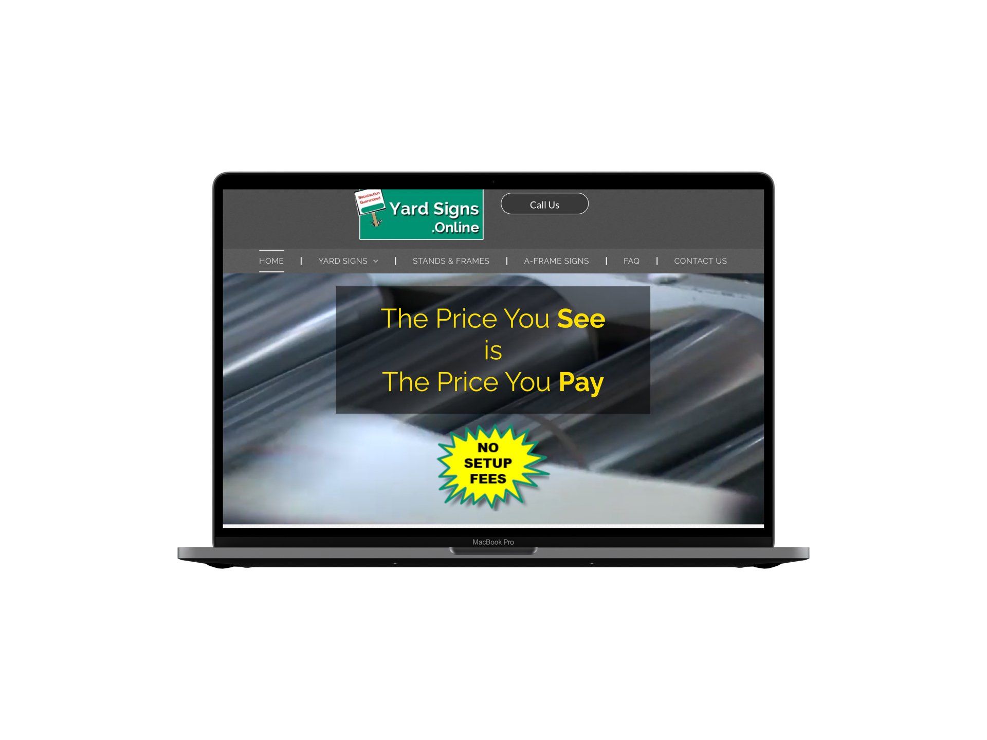 A laptop computer is open to a website that says the price you see is the price you pay.