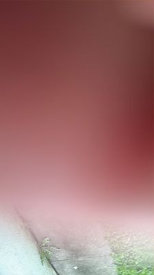 Blurry close-up of a pinkish surface with a finger partially covering the lens and a small greenish area at the bottom.