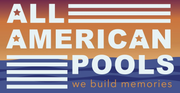 Logo for All American Pools with American flag design and