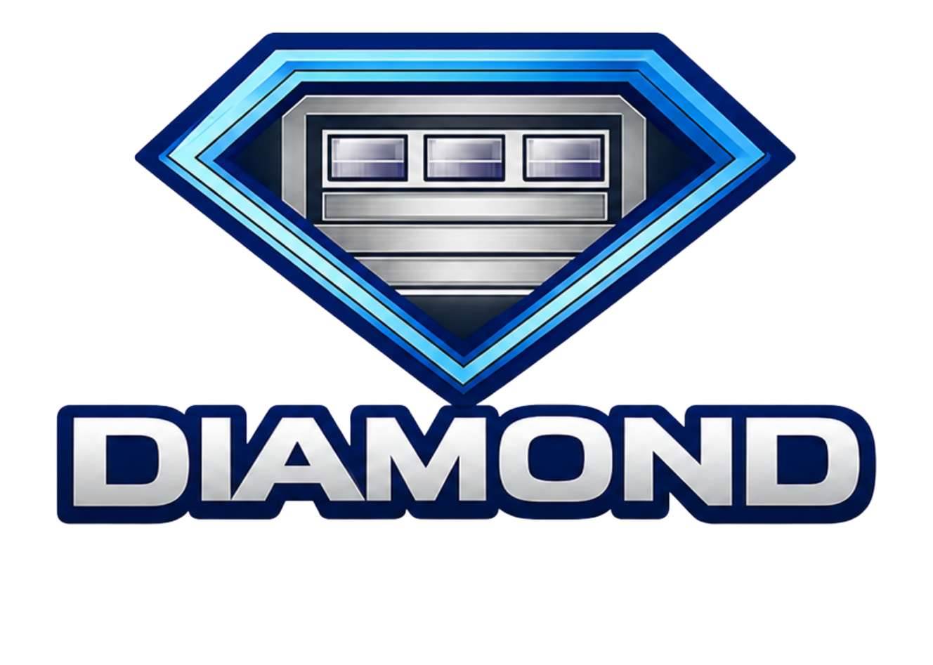 Silver “Diamond Door Co.” logo with stylized text and a geometric diamond icon