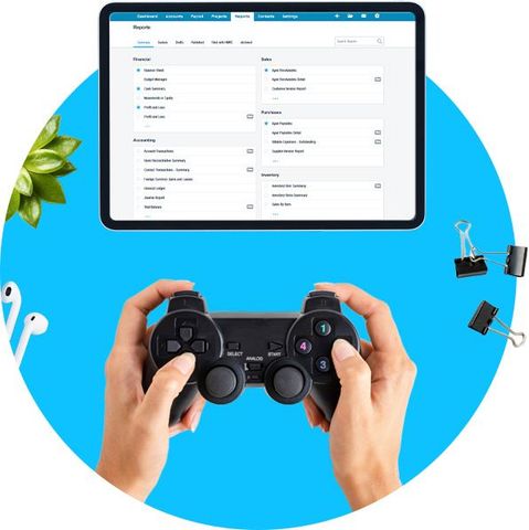 Desk scene with games controller