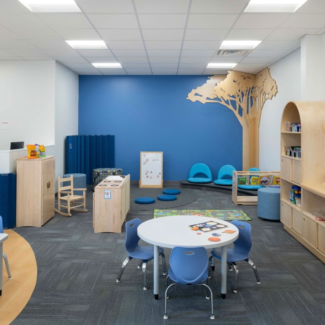 Renovated modern classroom at 5548 Chestnut school project.