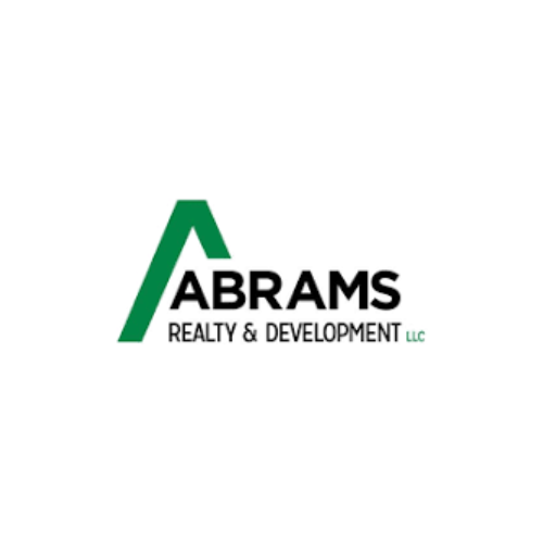 Abrams Realty & Development logo with green stylized A and black text on white background