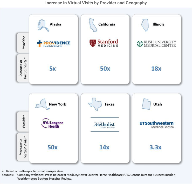 Increase in virtual visits by provider and geography