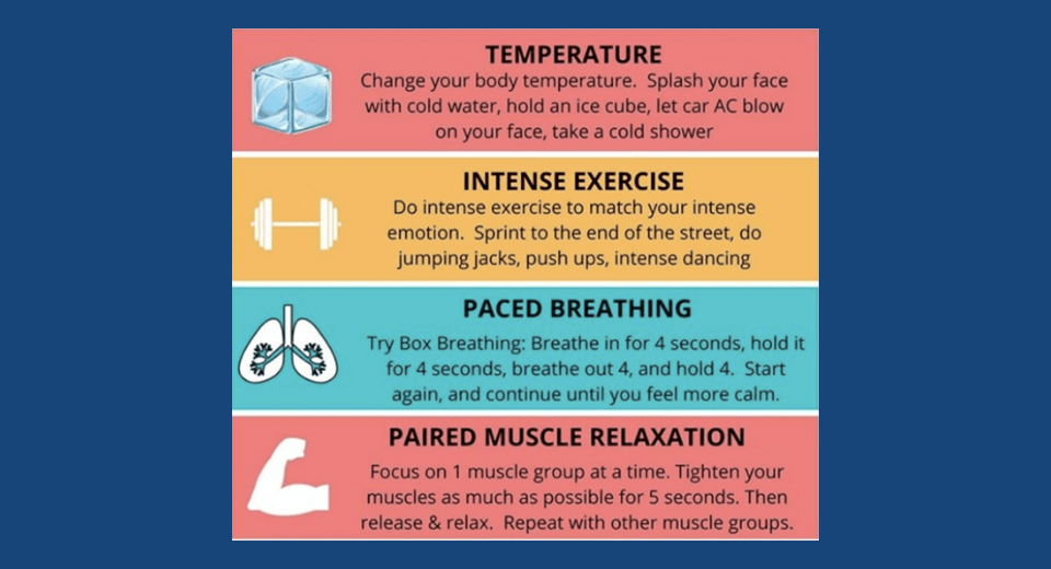Address your distress tolerance by tuning into basic bodily functions.