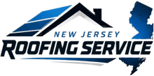 A logo for New Jersey Roofing Service with a map of new jersey