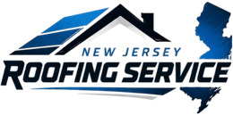 A logo for New Jersey Roofing Service with a map of new jersey